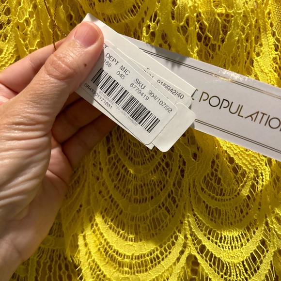 Dress the Population one-shoulder lace dress bright yellow - Picture 3 of 6